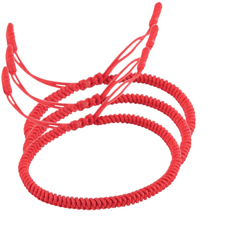 RIMOBUL 3pcs Handmade Tibetan Buddhist Lucky Bracelet Red Rope Bracelet Red Color Bracelets Matching Bracelets (Faith) - Image 4